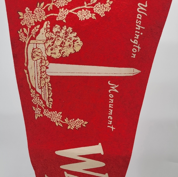 VTG 1950s WASHINGTON D.C Wool Felt Pennant 27" Washington Monument RED - Picture 2 of 9